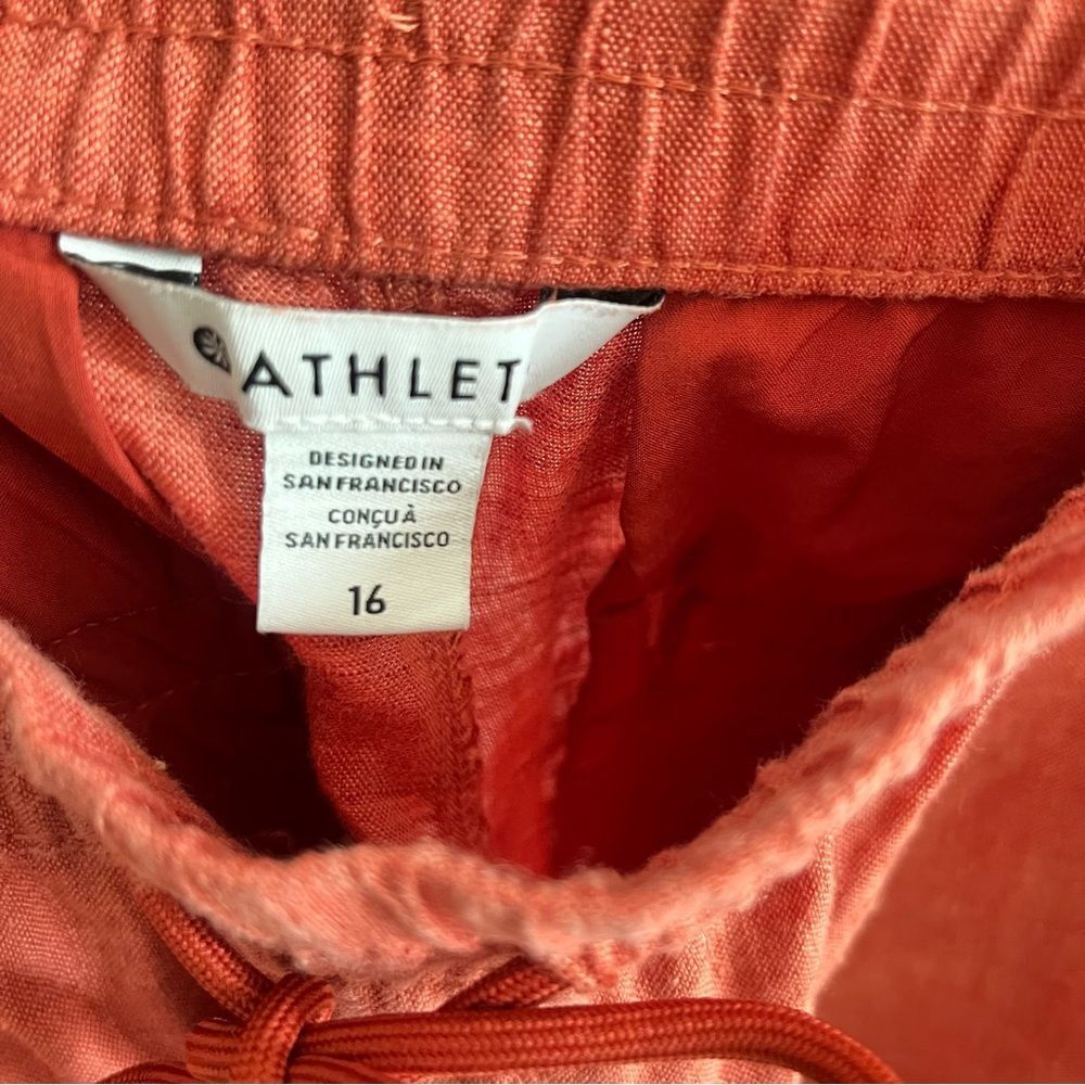 Athleta Women’s Retreat 100% Linen Jogger Pants Persimmon Coral Size 16 - Picture 2 of 5
